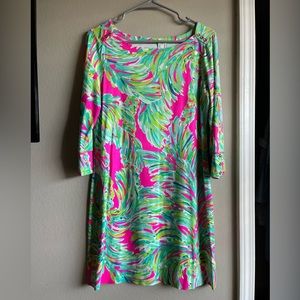 Lilly Pulitzer Multicolor 3/4 Sleeve Boatneck Shift/Midi Dress